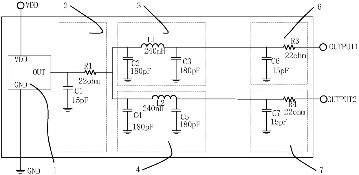 Power division isolation filter circuit