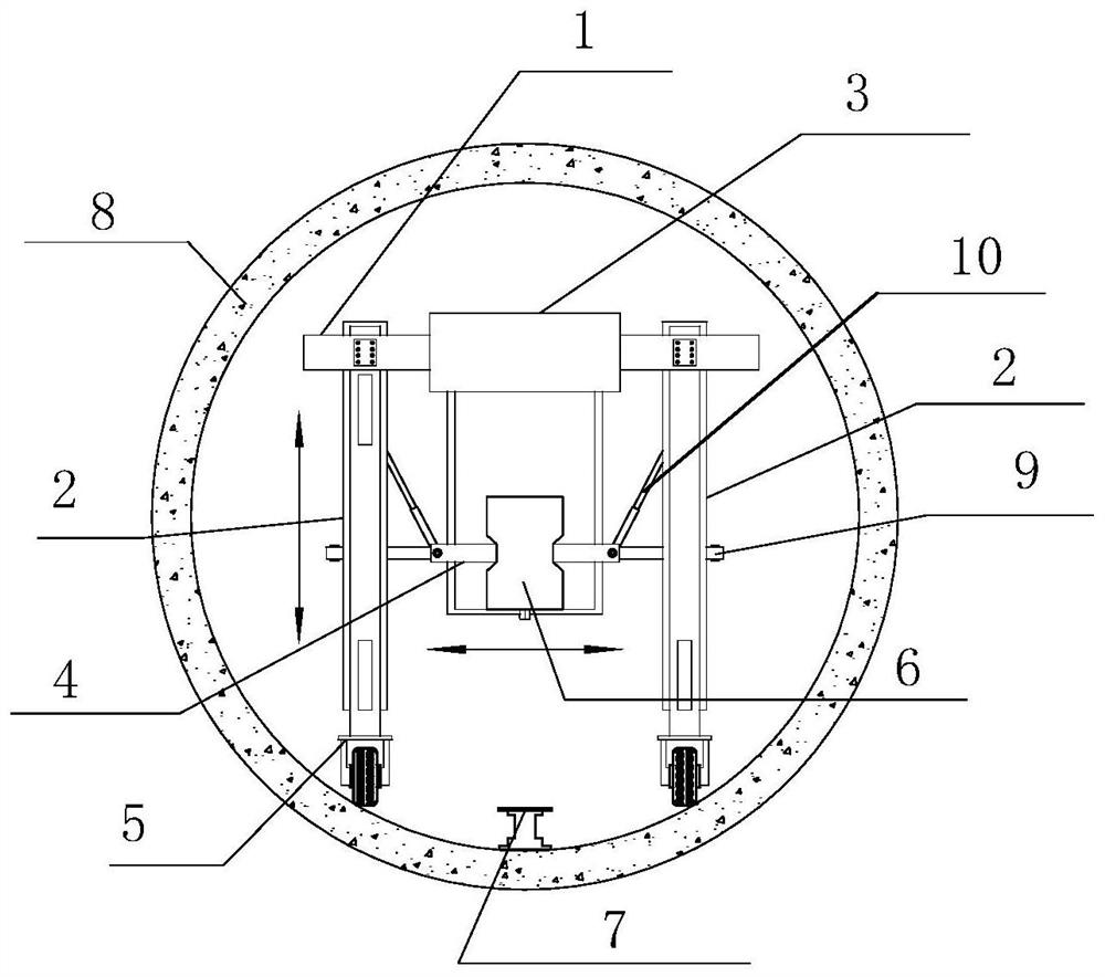 Straddle type monorail PC track beam transporting and erecting integrated construction method in tunnel with circular section