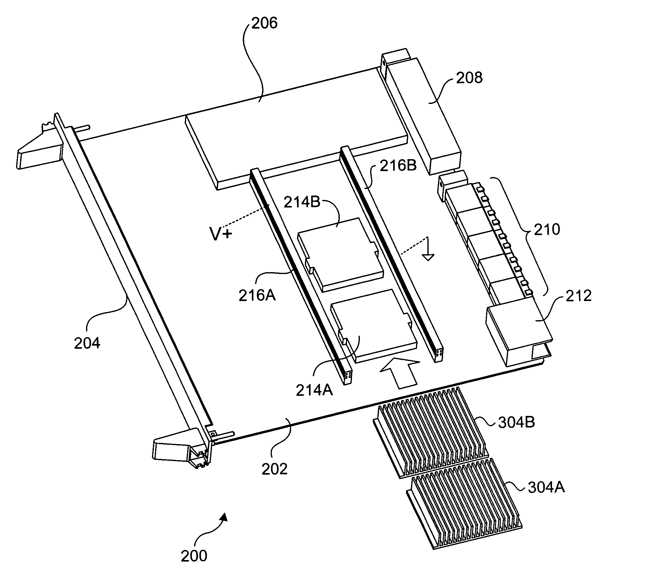 ATCA integrated heatsink and core power distribution mechanism