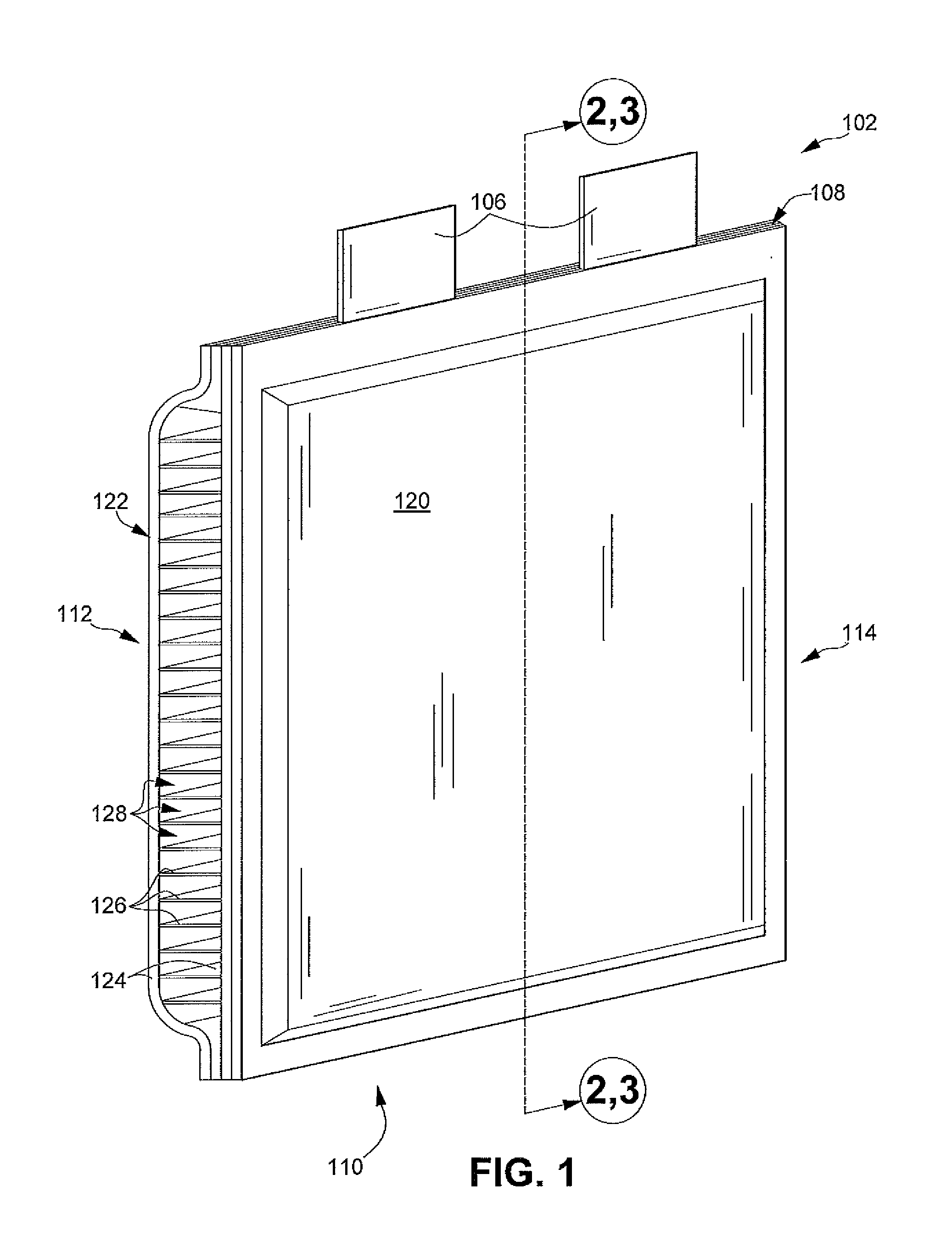 Prismatic battery cell with integrated cooling passages and assembly frame