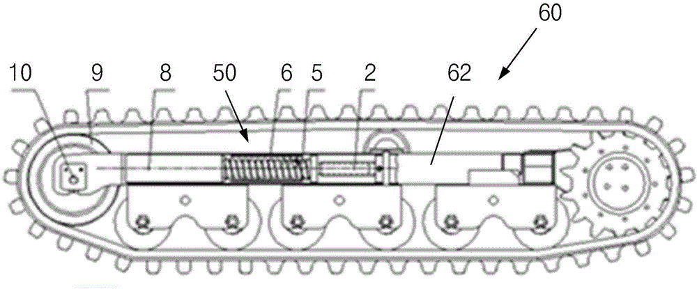 Caterpillar band tensioning device for track vehicle and track vehicle