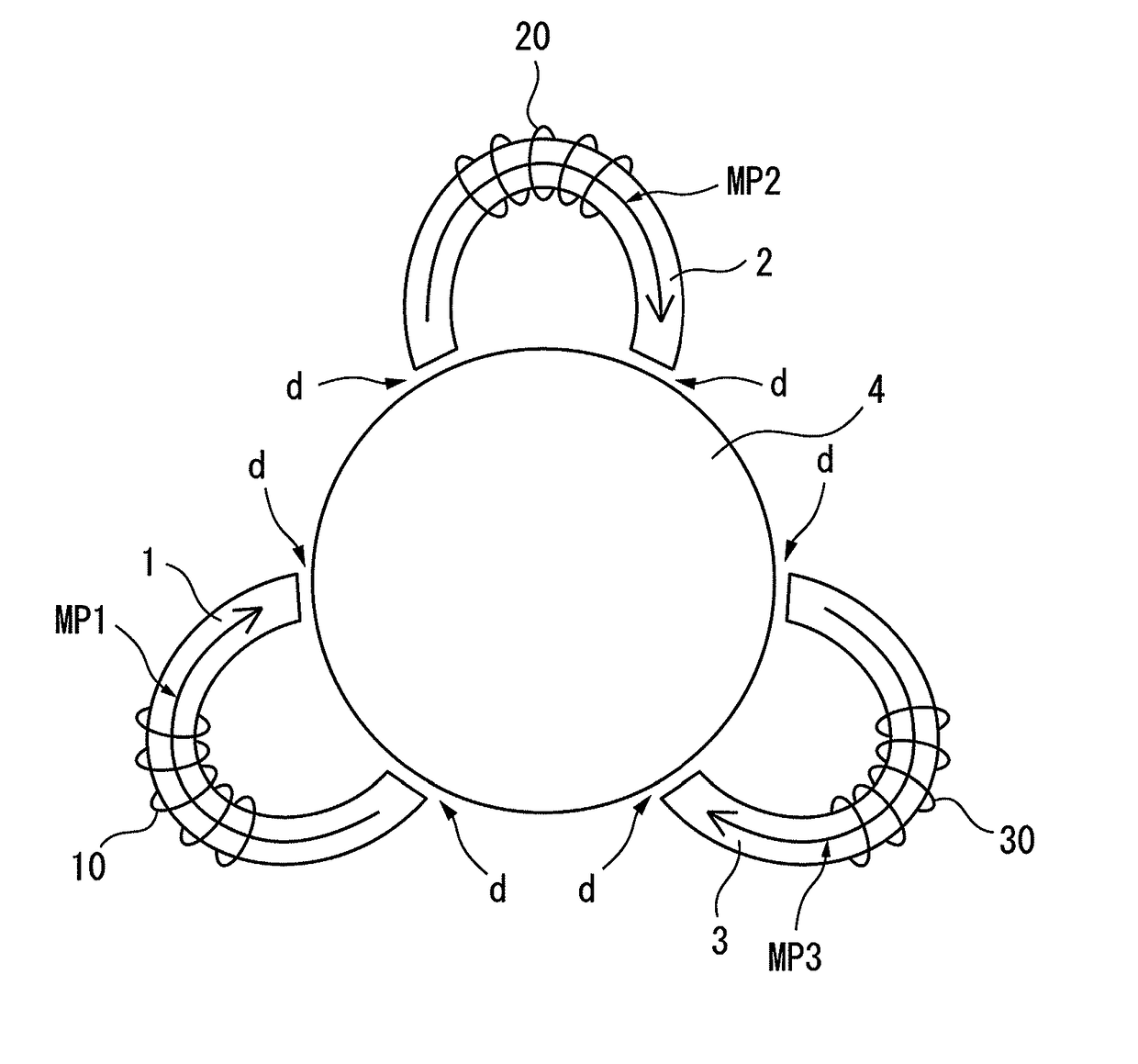 Multi-phase reactor capable of obtaining constant inductance for each phase