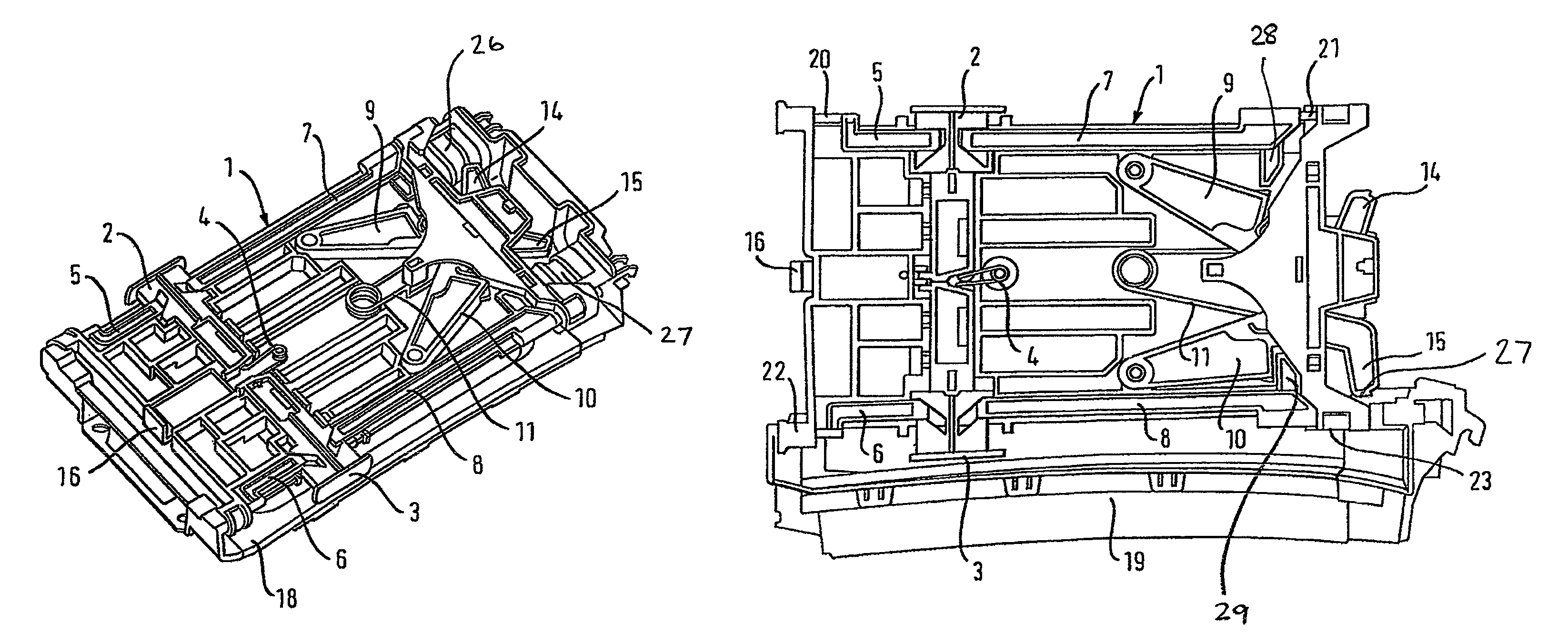 Housing with lid and kinematic frame