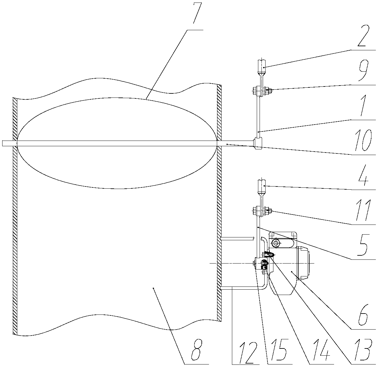 Actuator for flue damper of heating furnace