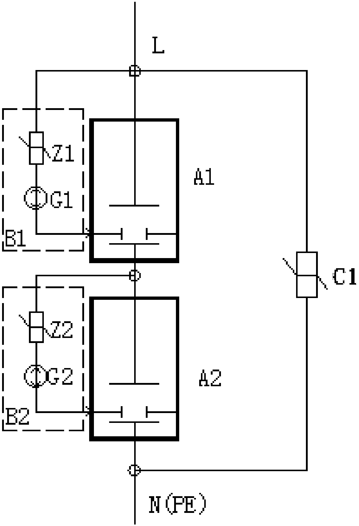 Compound surge protector and compound surge protection method therefor