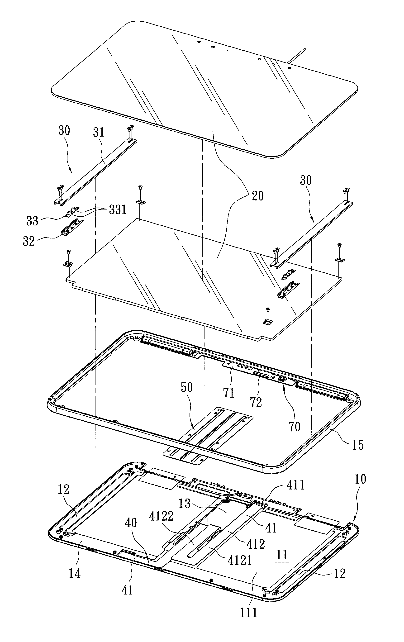 Display structure of slip-cover-hinge electronic device