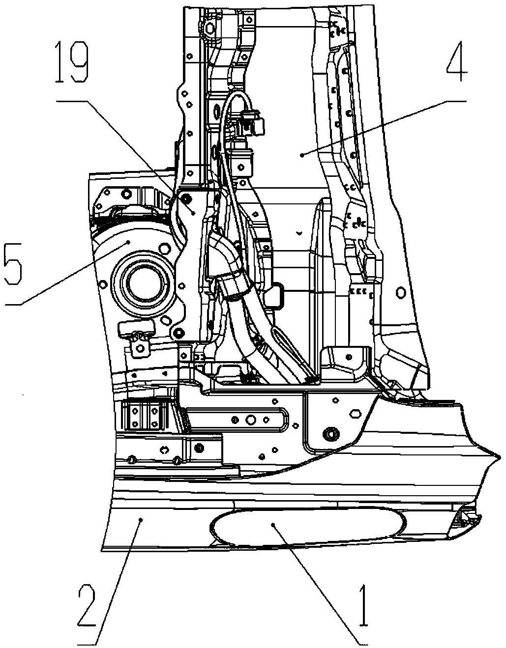 Charging port and high voltage electrical wiring harness arrangement structure