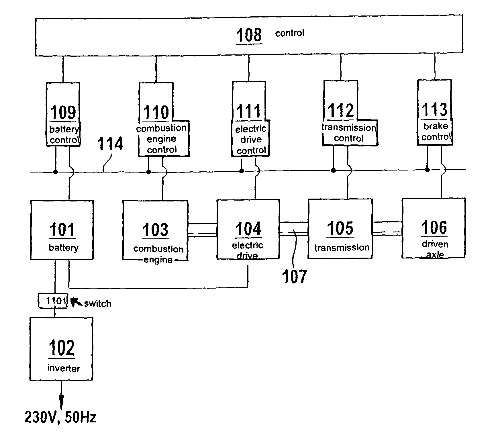 Method for controlling a generation of an alternating current in a vehicle