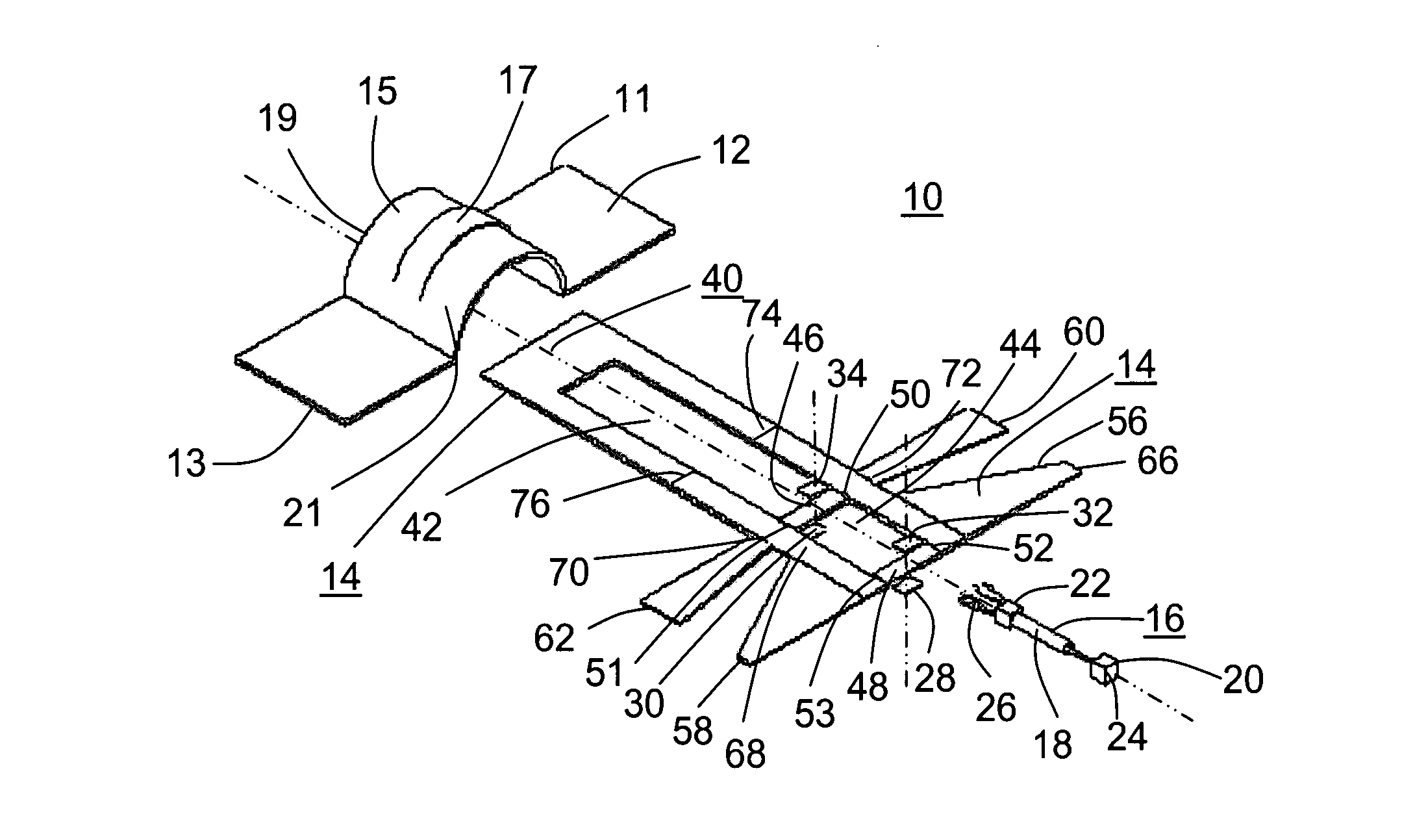 Bandage type sensor arrangement and carrier assembly therefore, and method of manufacture