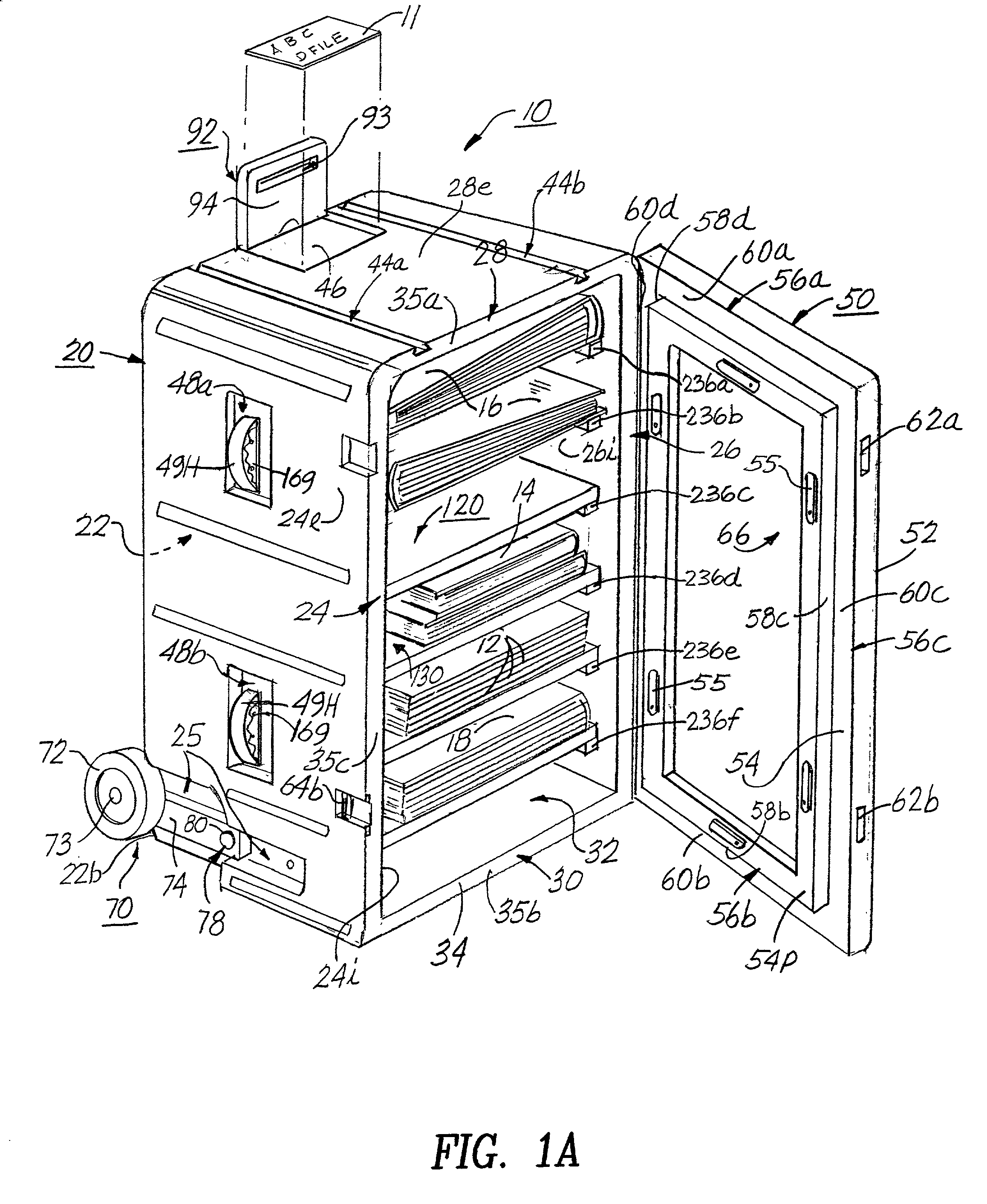 Portable filing case with retractable wheels and handle