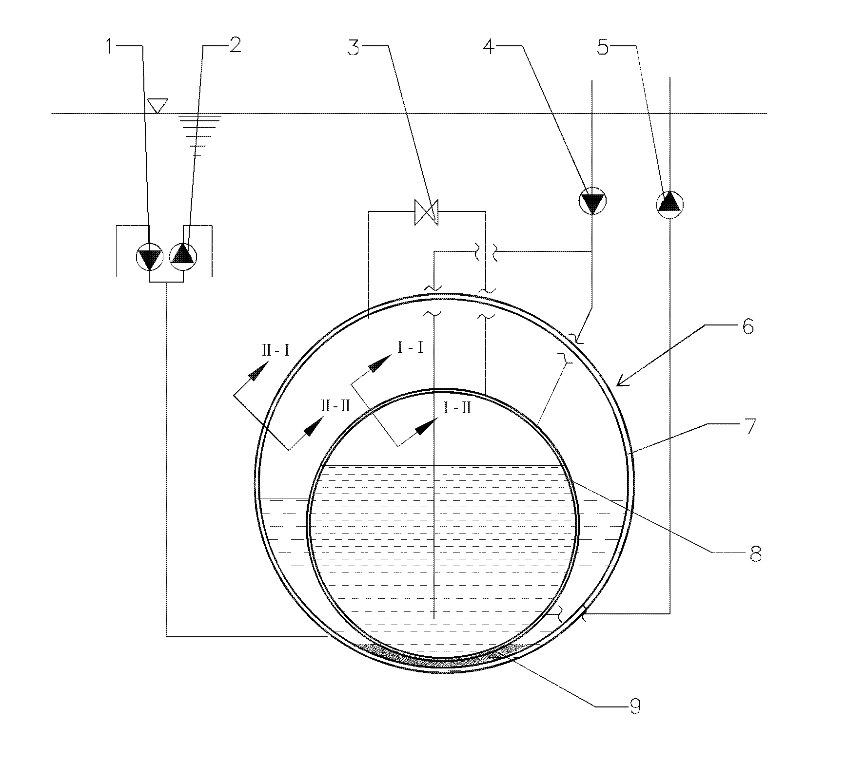 Multifunctional offshore base with liquid displacement system