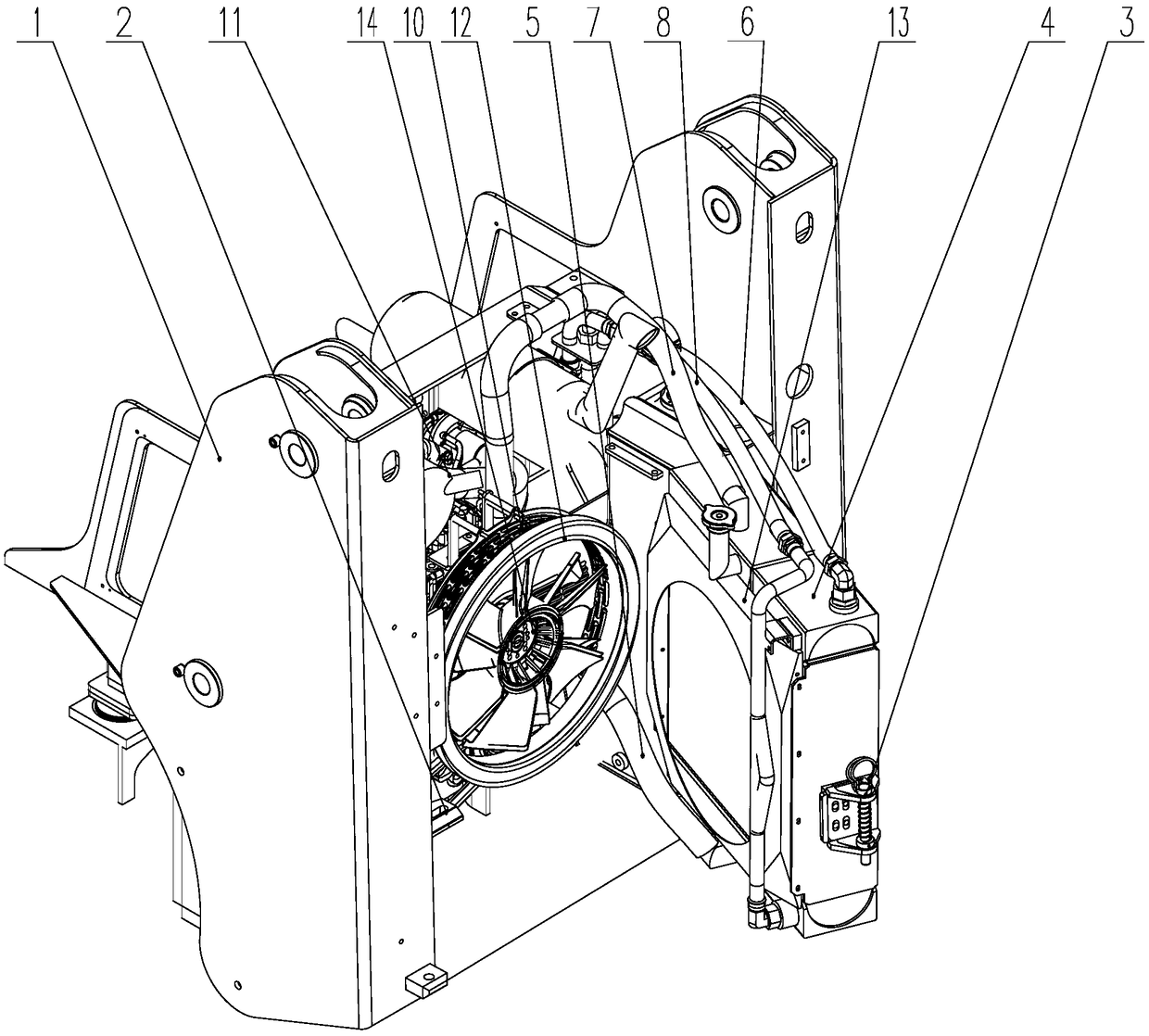 Heat dissipating device of skid steer loader