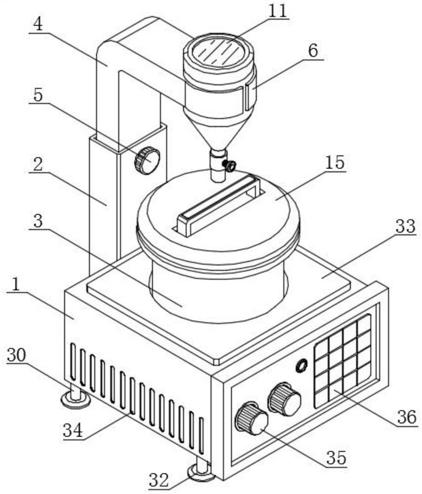 Magnetic powder stirring device with feeding structure and processing method