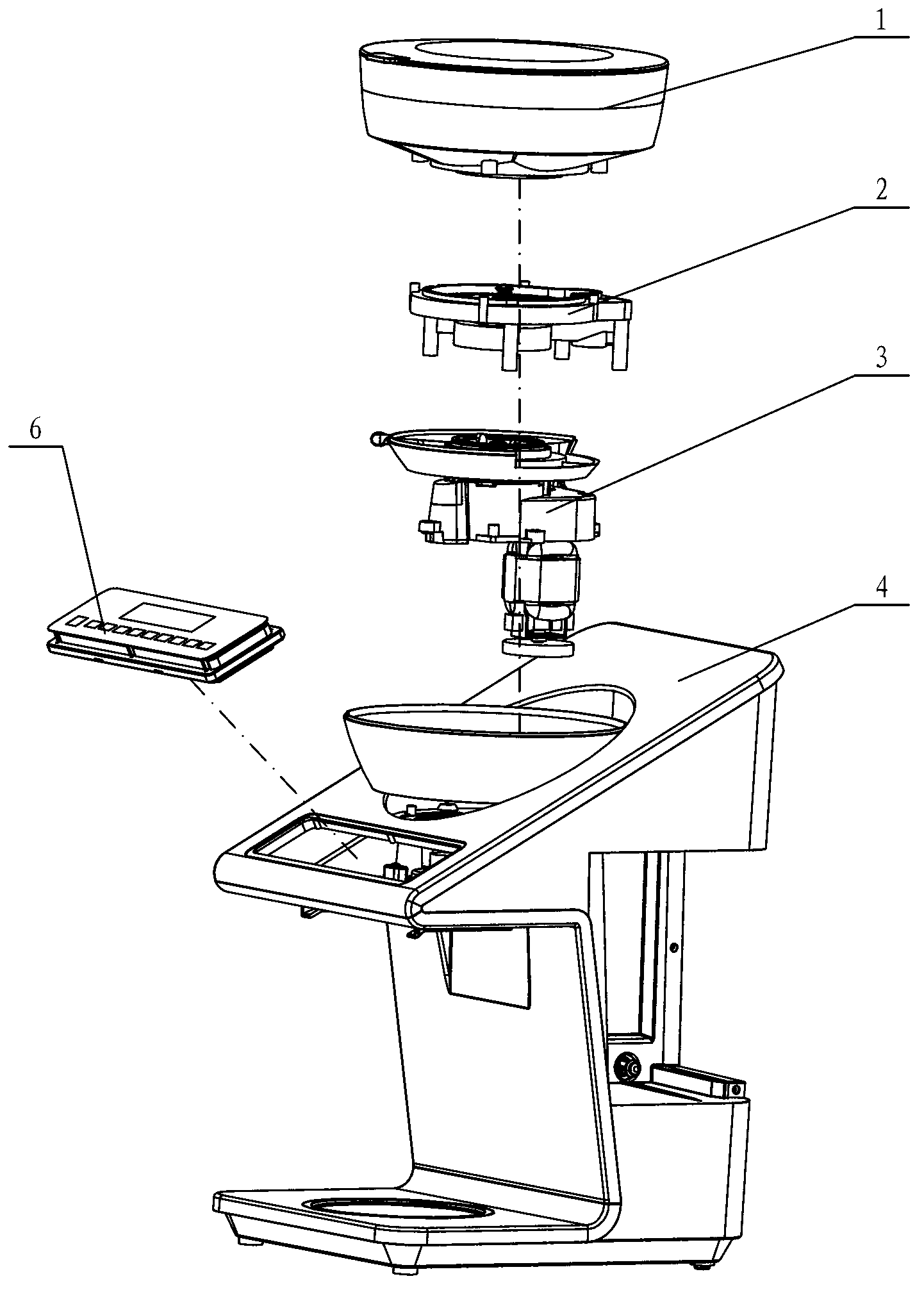 Automatic mixing bean-grinding coffee machine