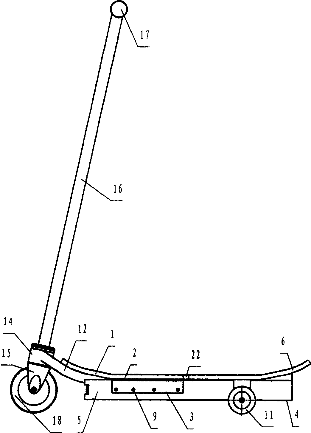 Self walking type scooter with foldable frame