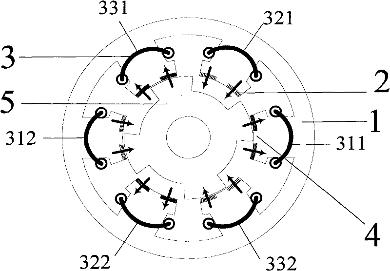 Stator surface mounted doubly salient permanent magnet motor with auxiliary salient pole