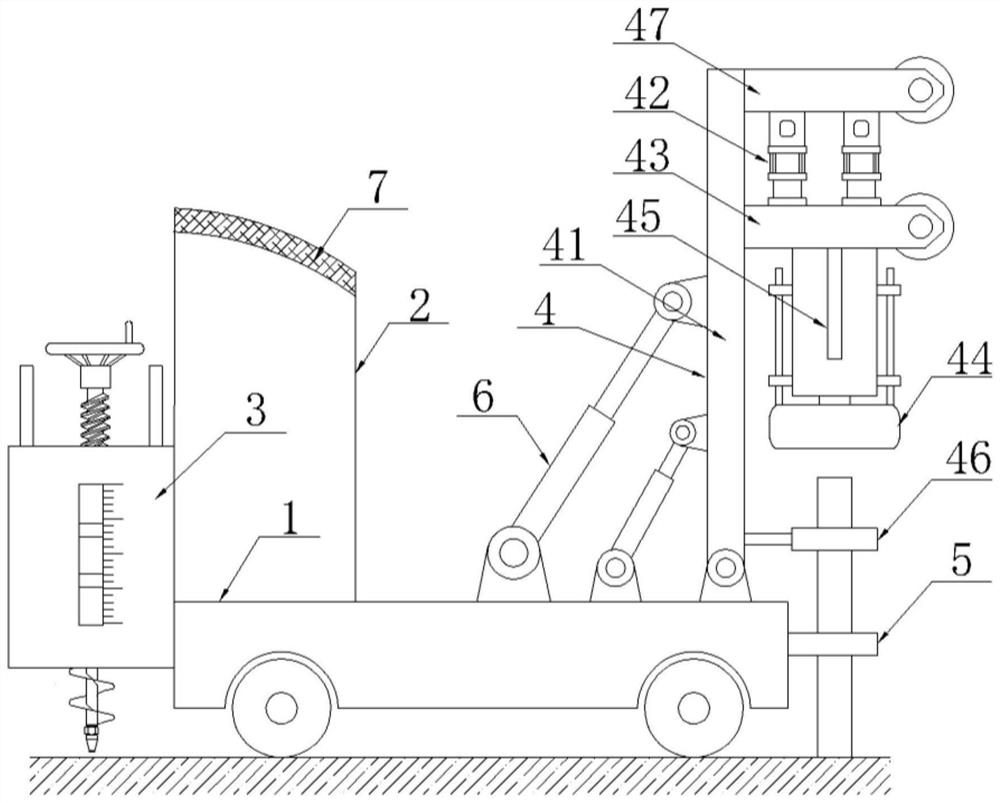 Vertical pile driver with pre-digging function for mounting highway protective fence