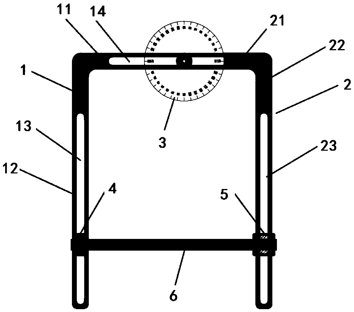 Titanium rod curvature protractor in thoracic vertebra or lumbar vertebra operation