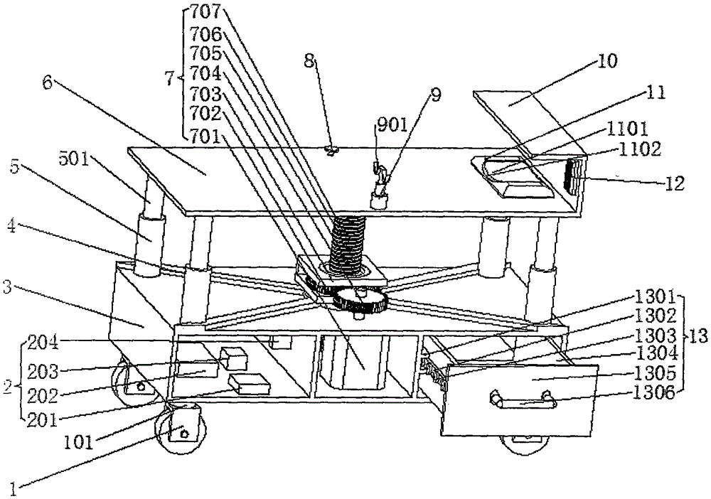 Radiology department-used lifting-type special platform