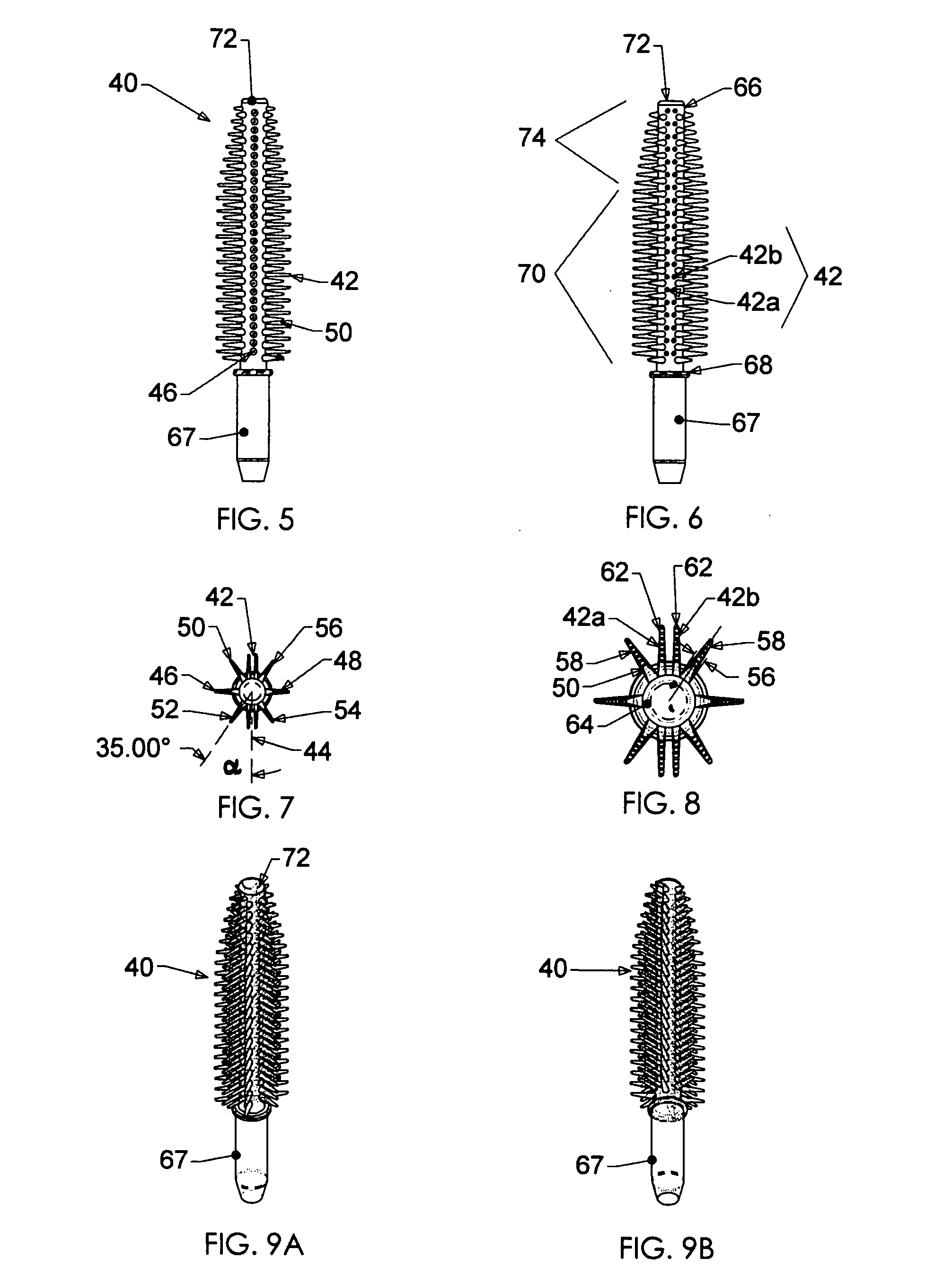 Molded plastic mascara brush