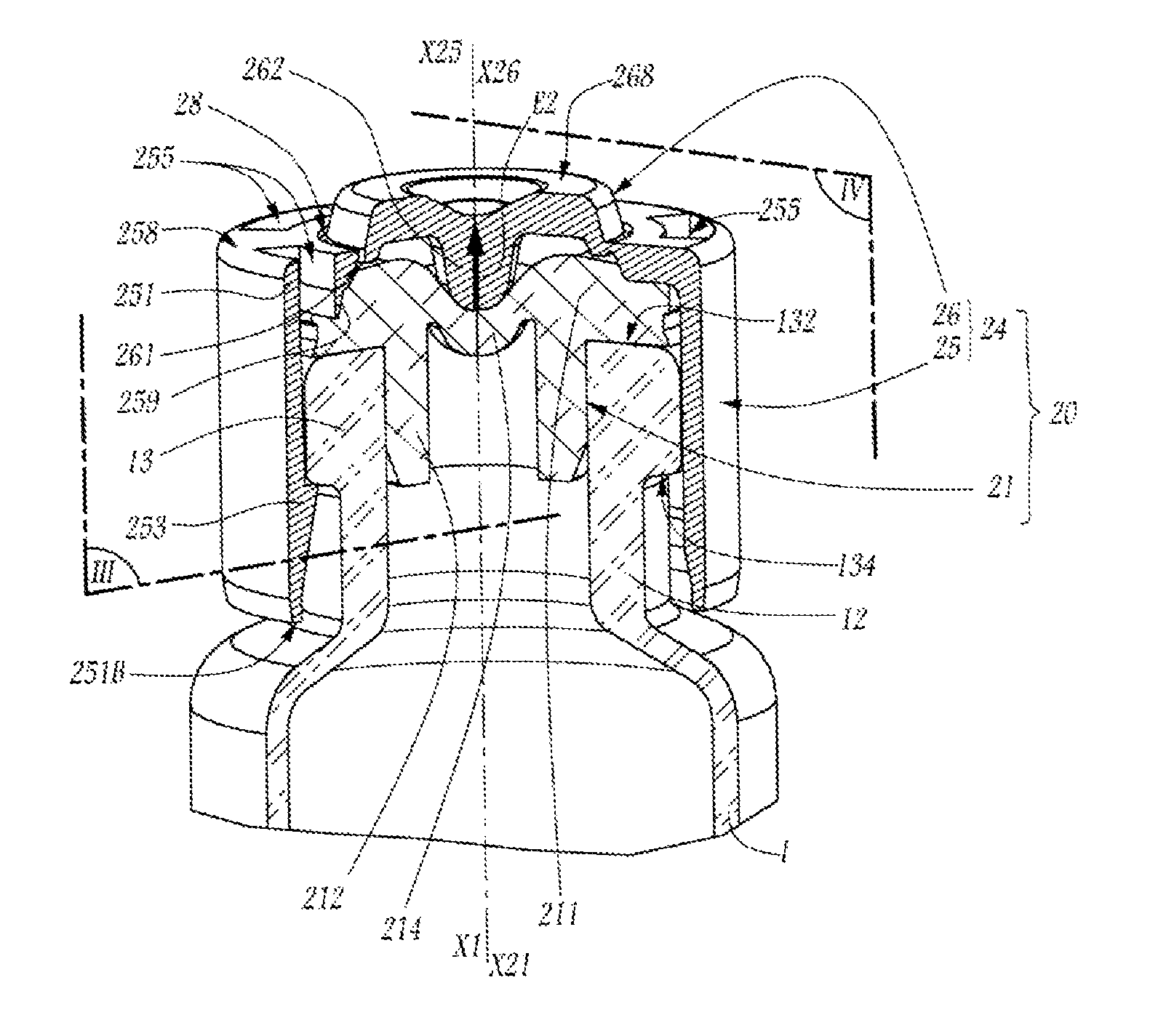 Stopping device and container comprising such a device