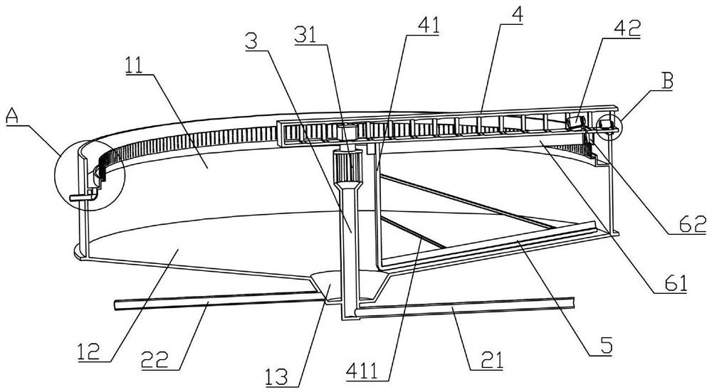 Radial-flow sedimentation tank convenient for sediment cleaning