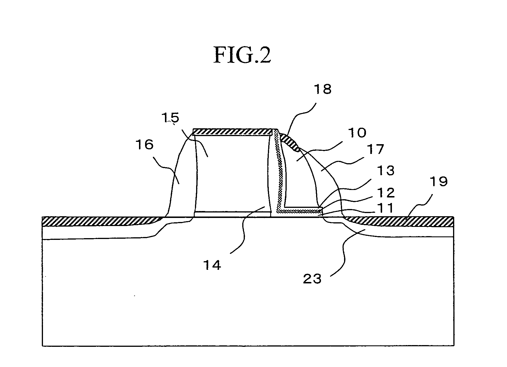 Nonvolatile semiconductor memory device with tapered sidewall gate and method of manufacturing the same