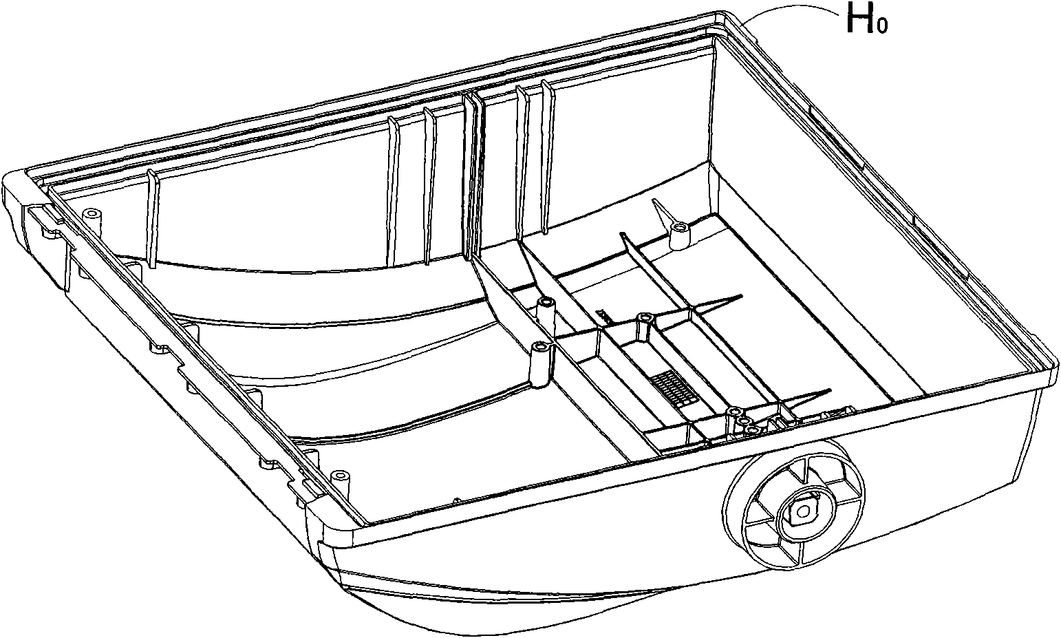 Gating design method for die-casting formation of large thin-wall element with narrow flange