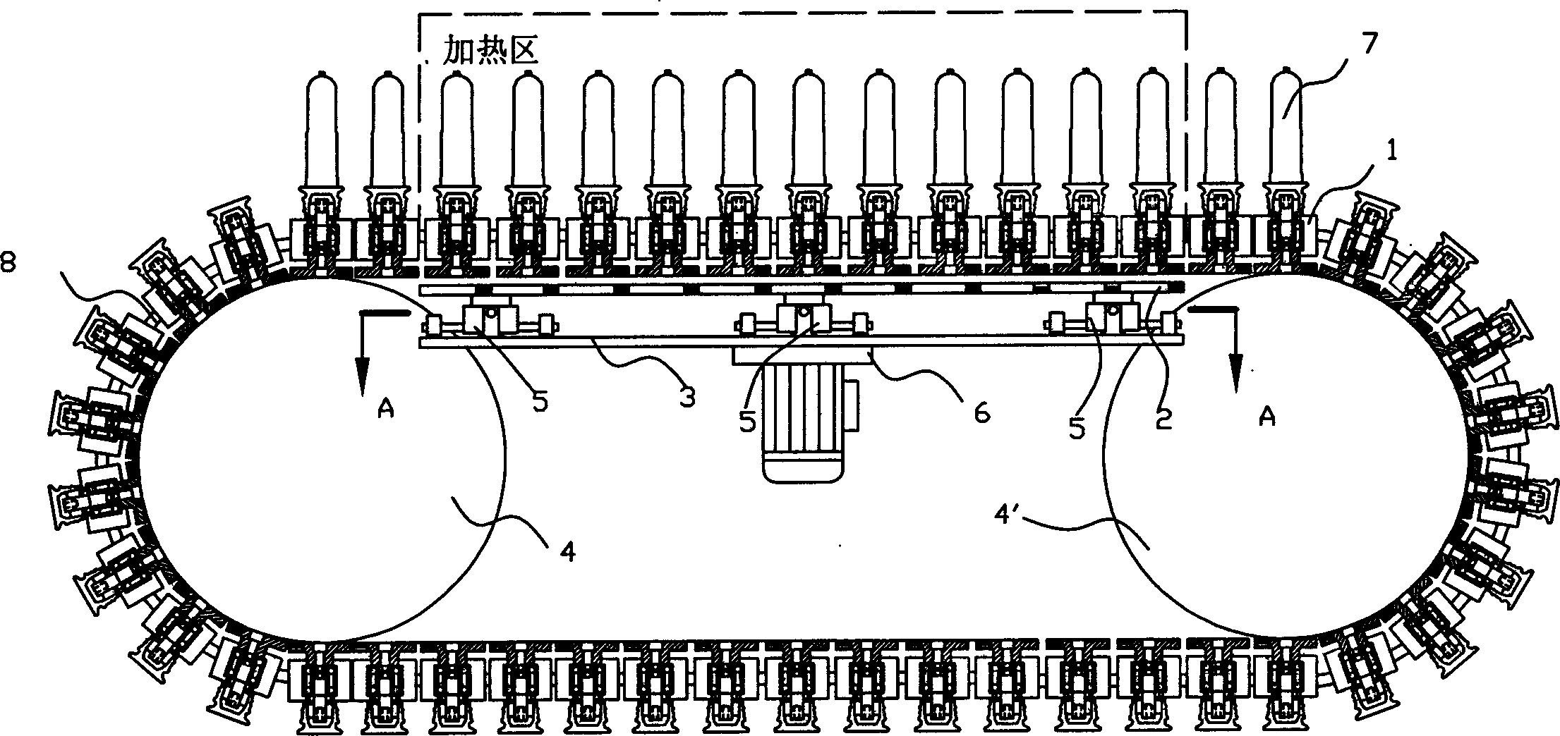 Bottle blank autorotation device of blowing bottle blank heating system