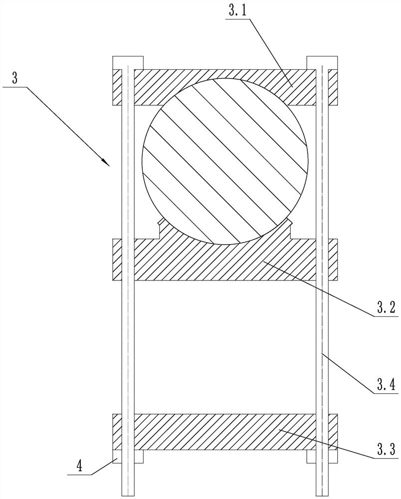 An installation and fixing device for a transmission line tower holding a pole