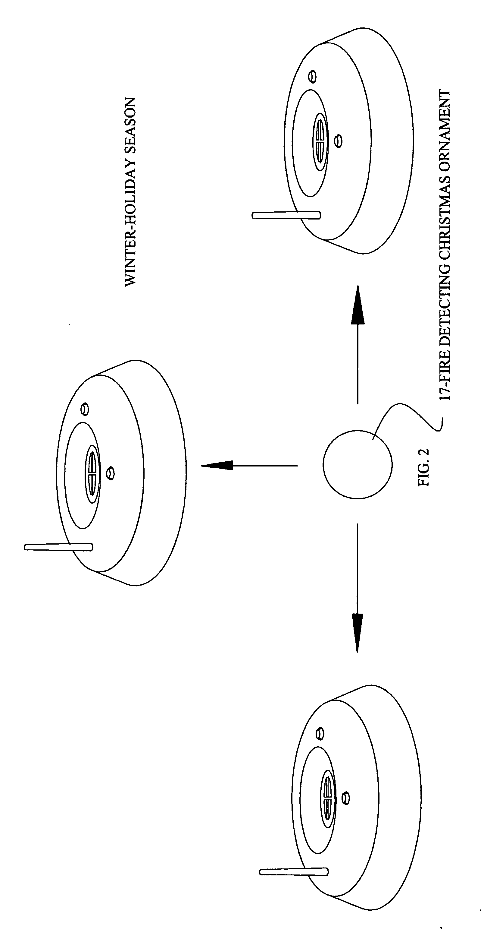 RF smoke sensing system with integrated smoke/heat sensing christmas ornament transmitter