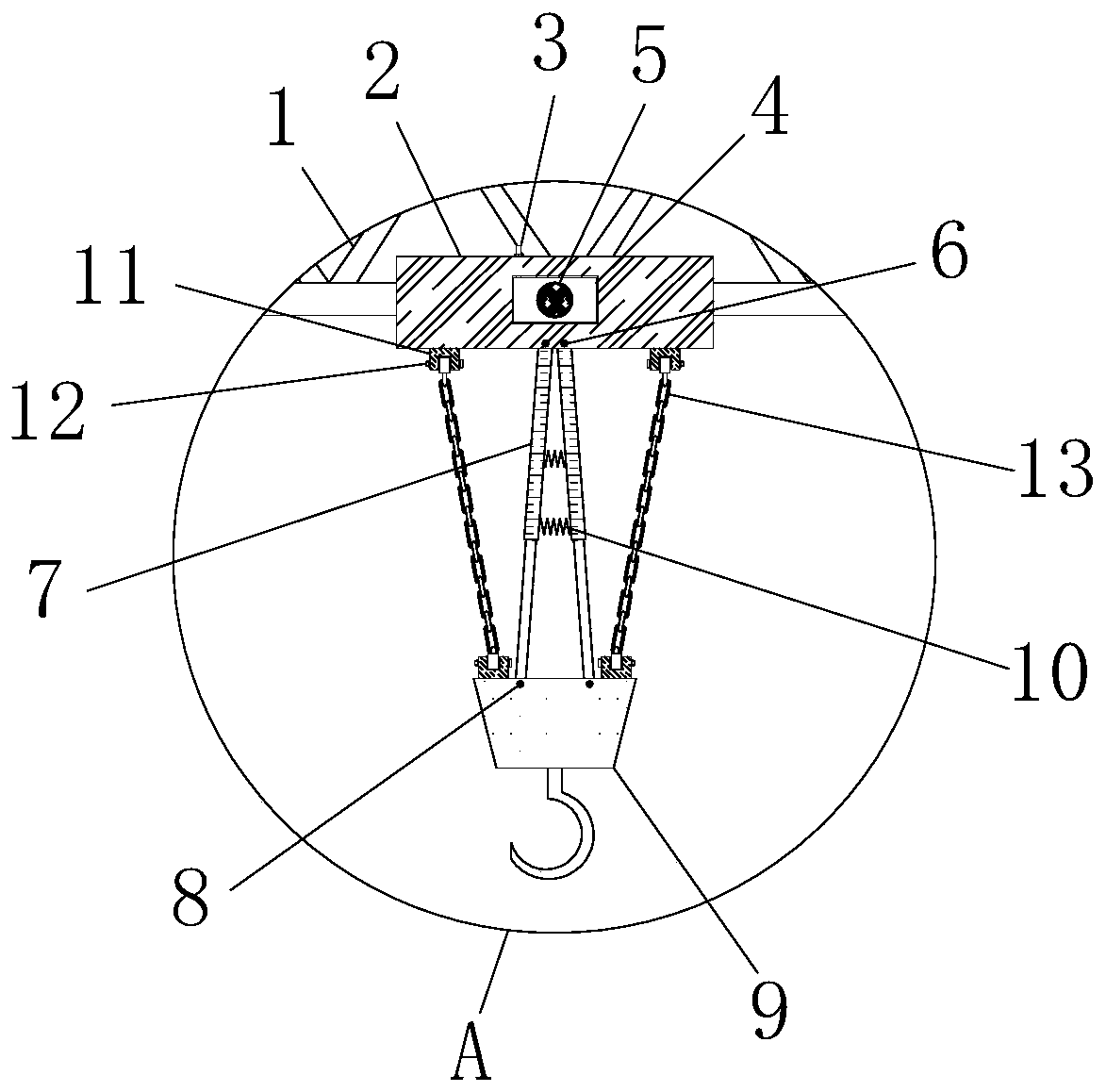 Positioning device for high-stability tower crane lifting hook