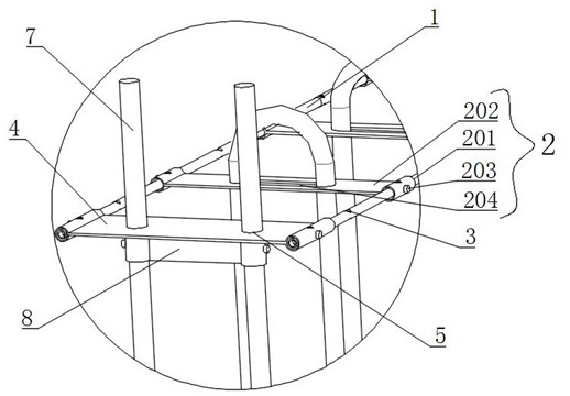 Hollow shear wall vertical reserved steel bar fixing device and construction method thereof