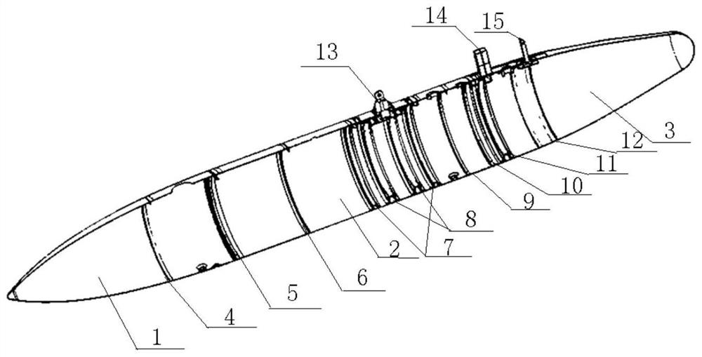 All composite material lightweight fuel tank shell for aircraft