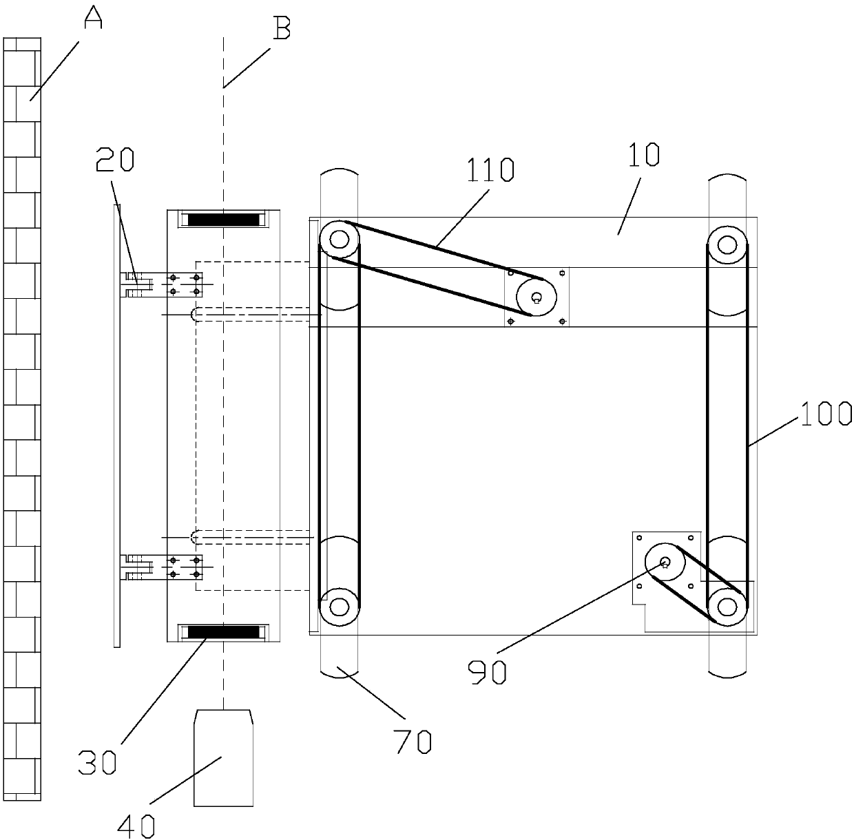 Plastering machine automatic horizontal moving and walking control method and plastering robot