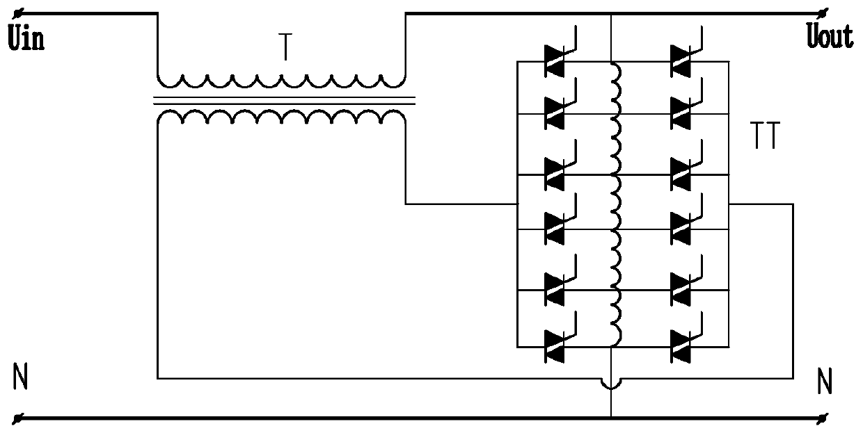 Contactless voltage stabilizer main circuit with high voltage stabilization precision and contactless voltage stabilizer