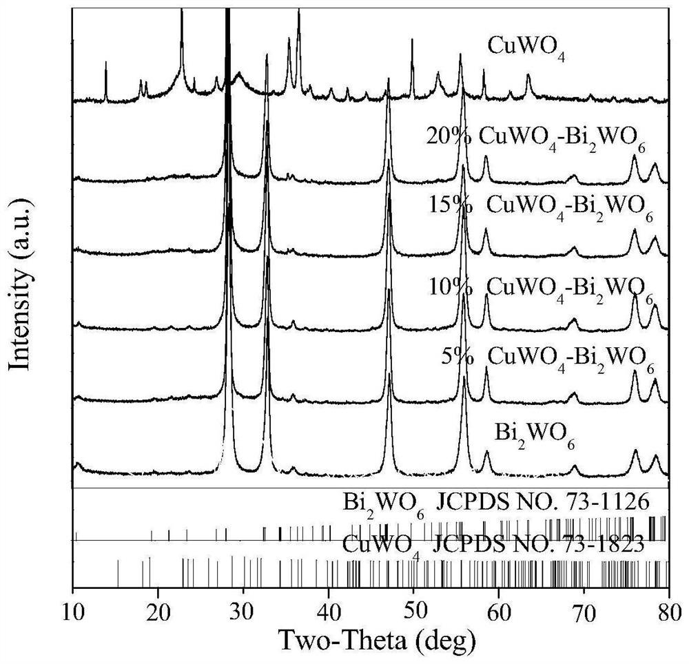 CuWO4/Bi2WO6 compound as well as preparation method and application thereof