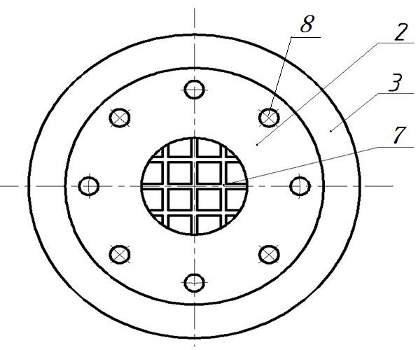 Central pipe provided with grid mesh and serving as draft pipe of vortex suppression device