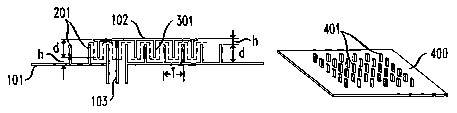 Patch antenna with comb substrate