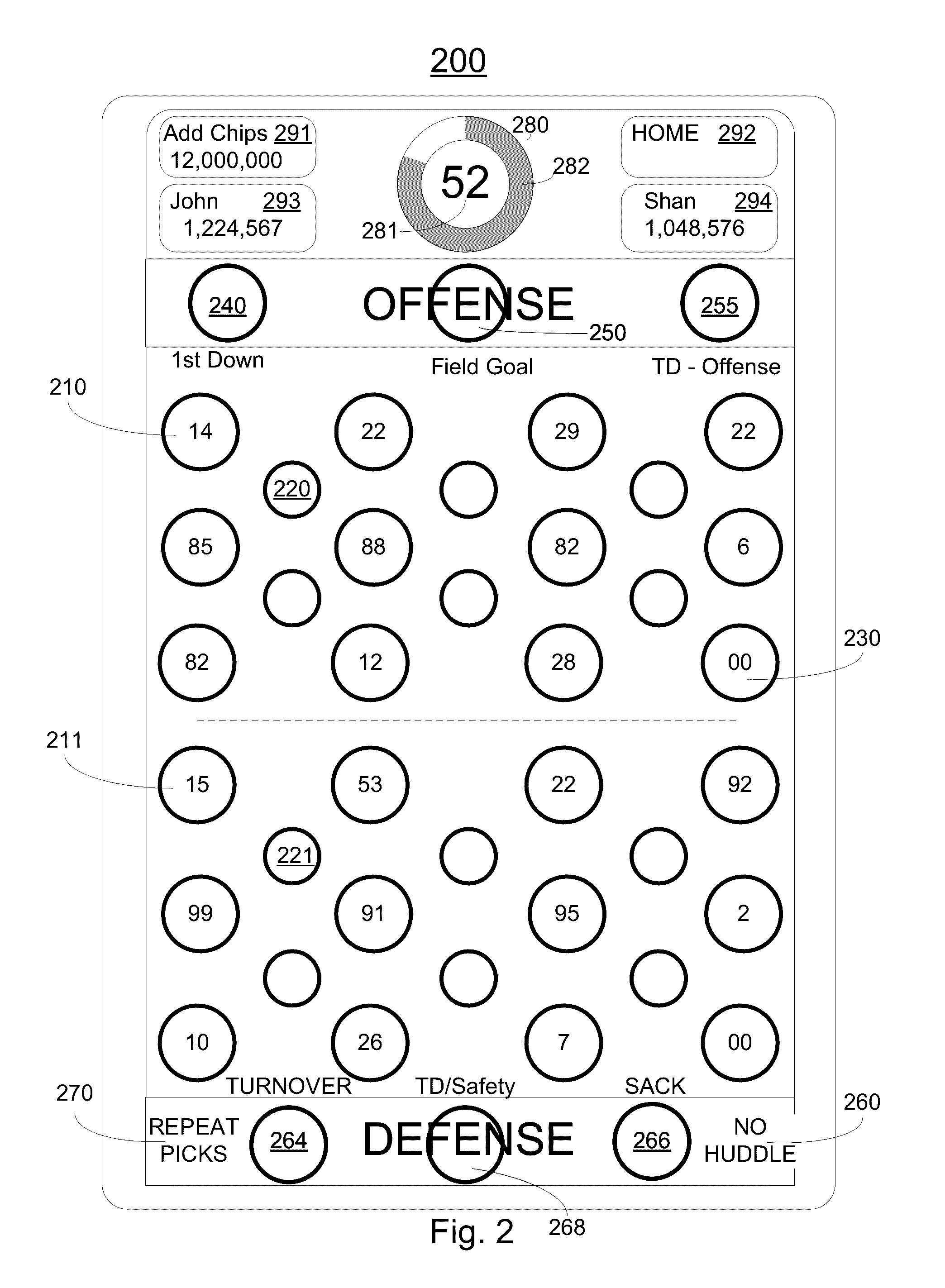 Graphical user interface for on-line gaming