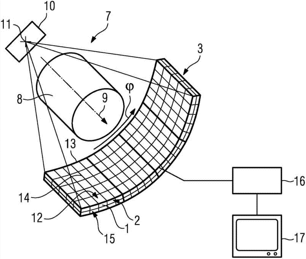 Sawing apparatus and process for producing a scintillator structured into scintillator elements and scintillator having scintillator elements