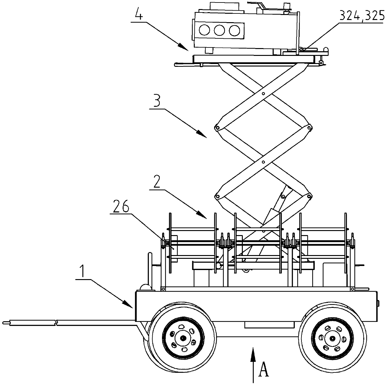 Electric mobile platform for bypass work of 10 KV distribution line