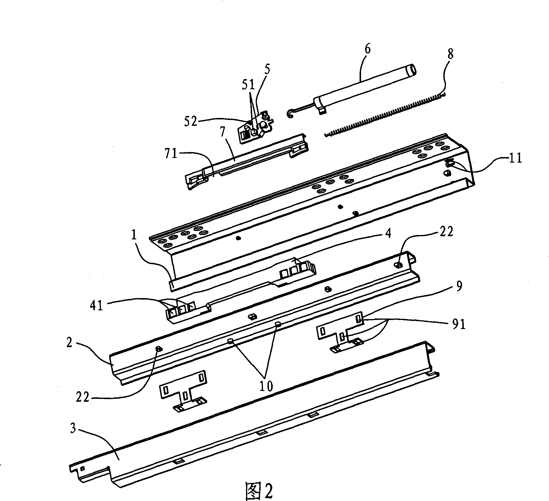 Concealed roller hydraulic replacement three-fold sliding track