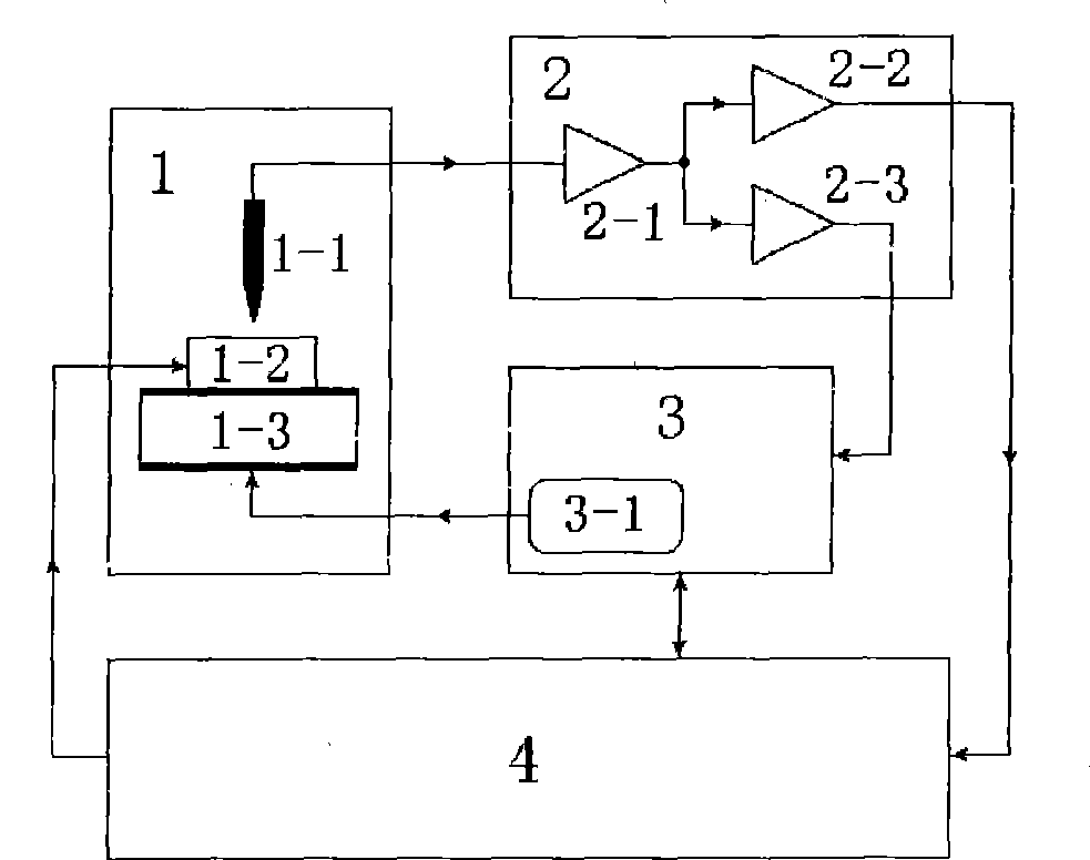 Scanning-tunnelling microscope for vibrating example and measurement method thereof