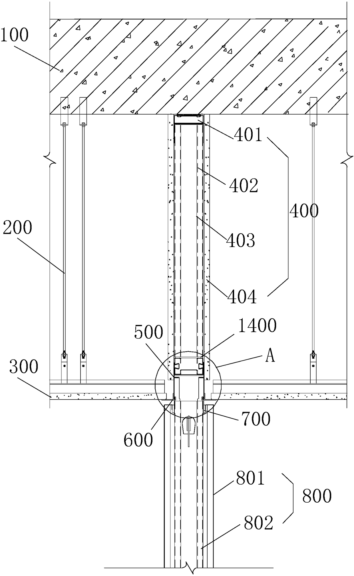 Integrated top wall partitioning structure capable of freely partitioning indoor space