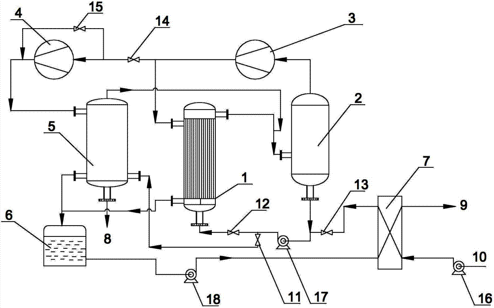 MVR (Mechanical Vapor Recompression) continuous evaporative crystallization system and continuous evaporative crystallization method