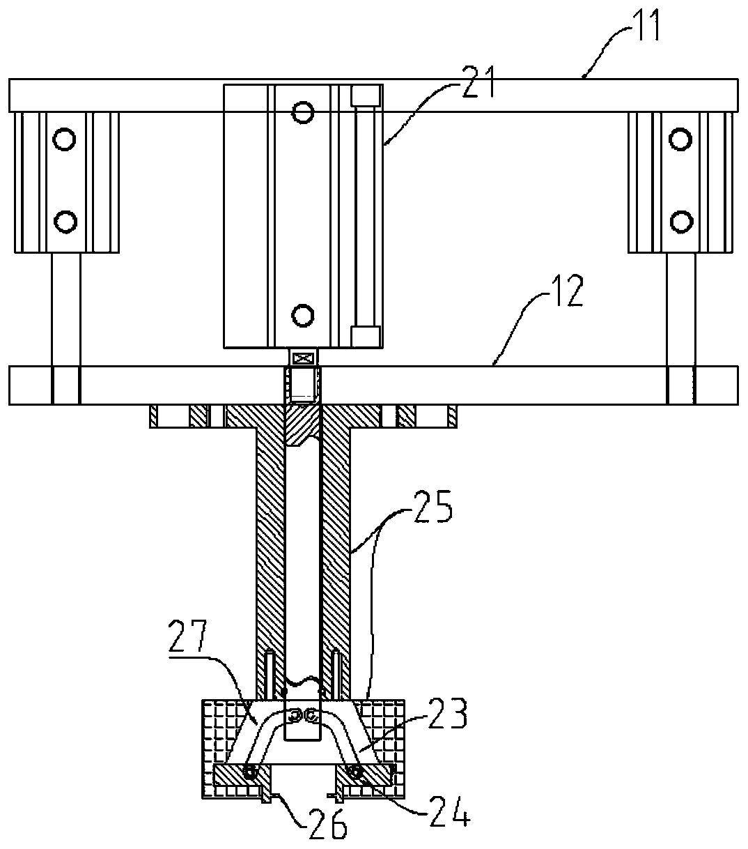 Lid pulling and pressing device of sterile filling machine