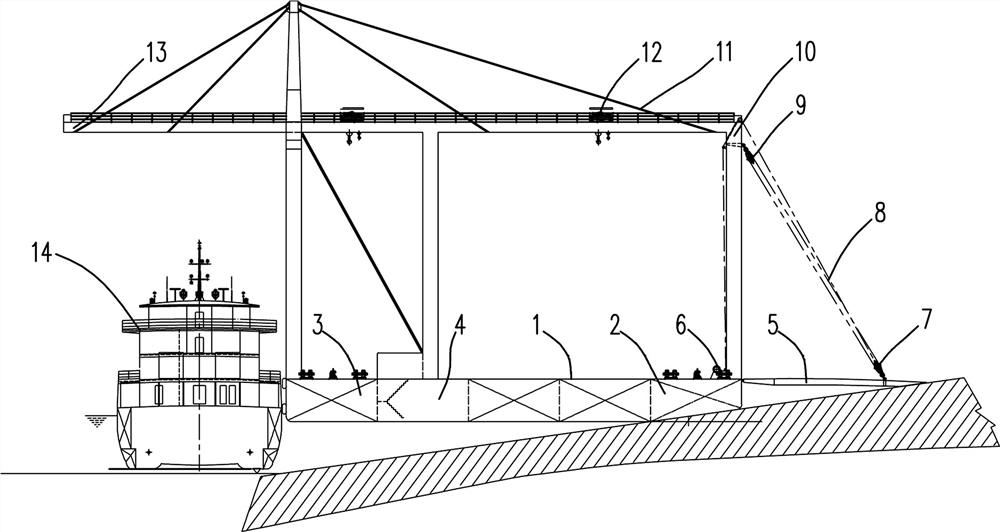 Amphibious lng tank container reloading ship and reloading method