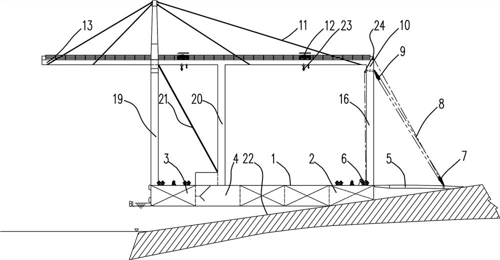 Amphibious lng tank container reloading ship and reloading method