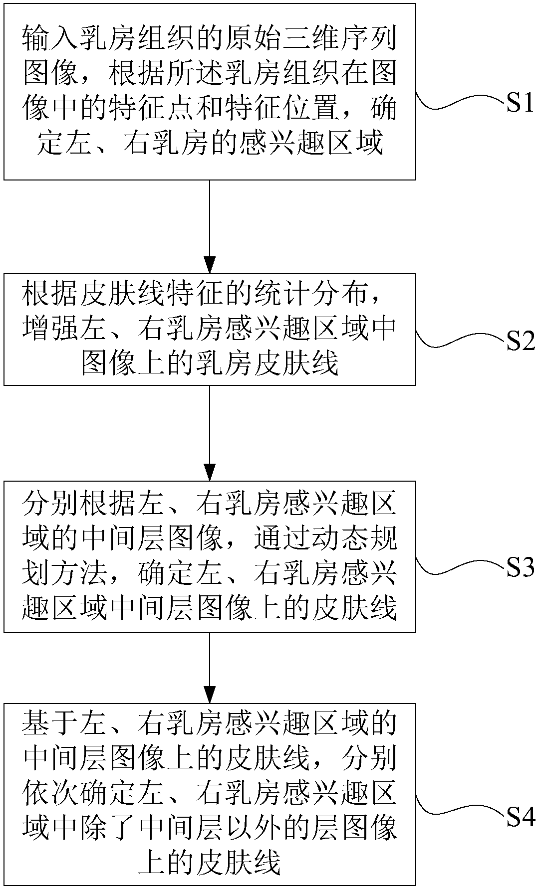 Method and device for detecting breast skin lines